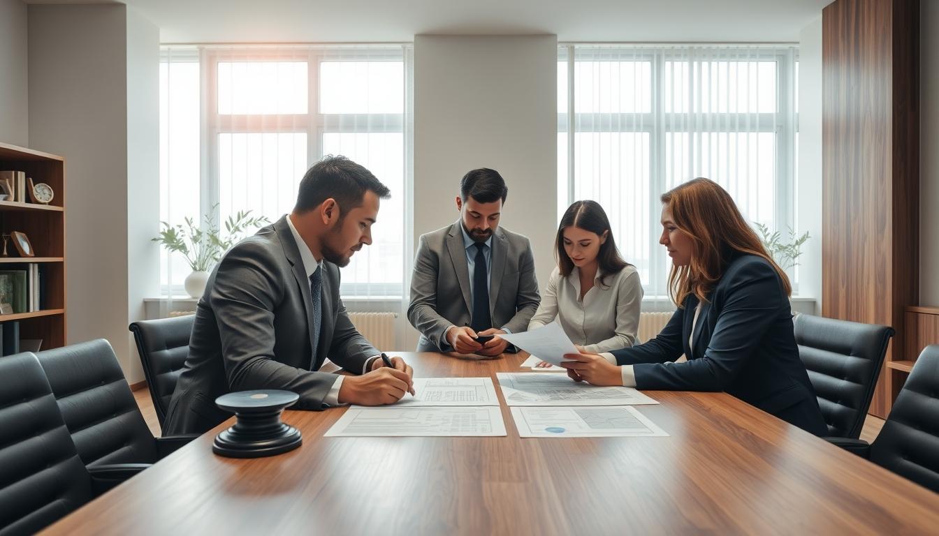 Family reviewing legal documents